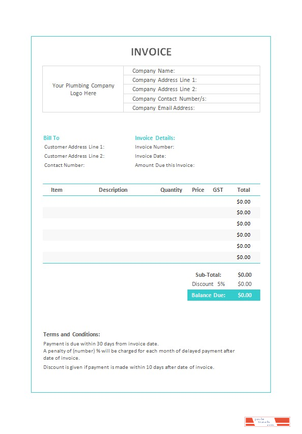 Plumbing Invoice Template PSD template